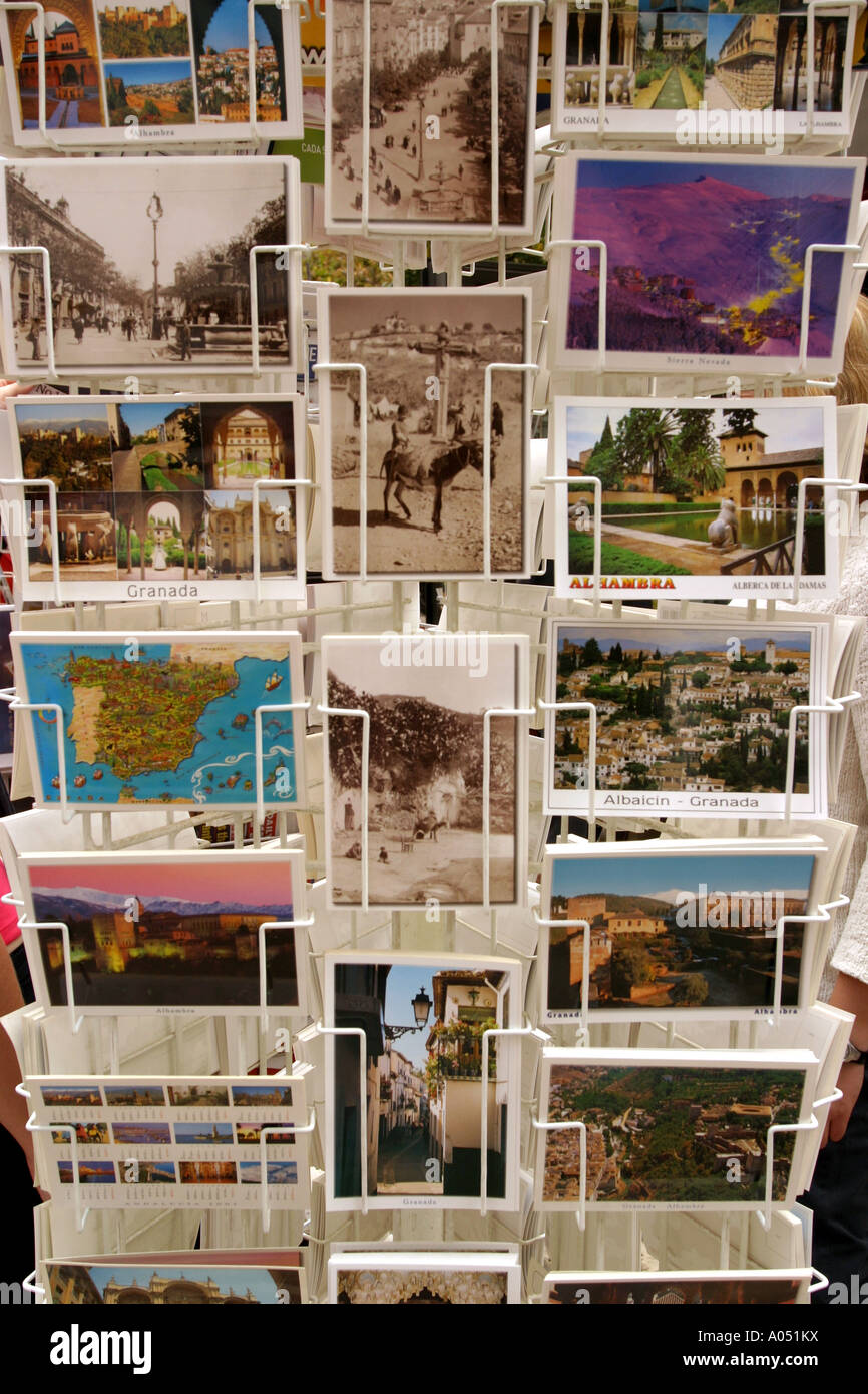 postcards on sale, Granada, Spain Stock Photo
