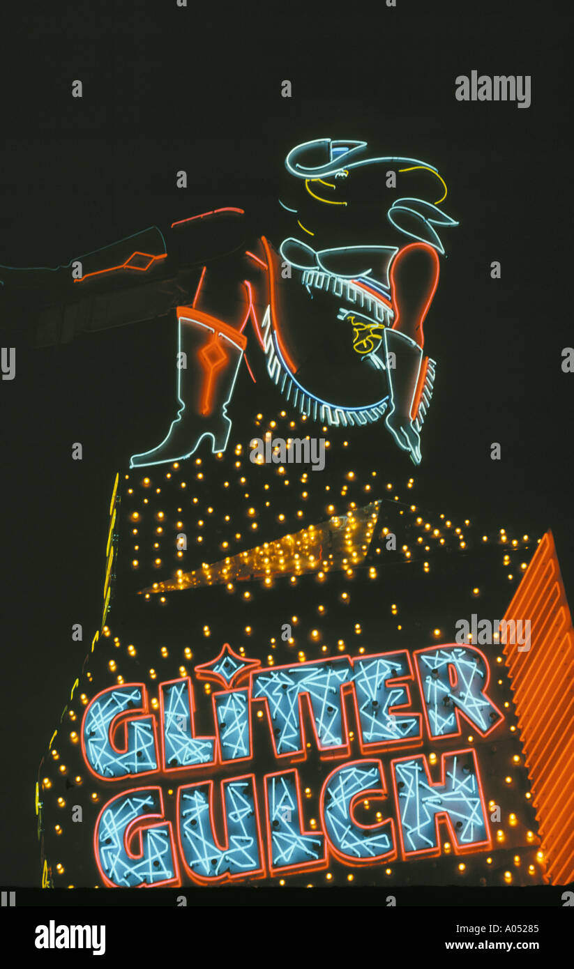 Las Vegas Nevada USA Neon GLITTER GULCH sign Stock Photo Alamy