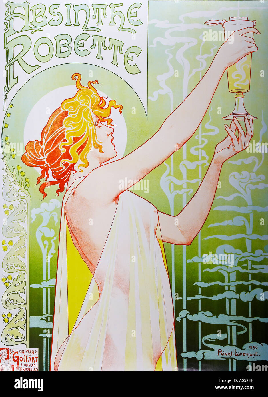 Poster depicting Absinthe Robette by the Belgian posterist Henri Privat Livemont Stock Photo