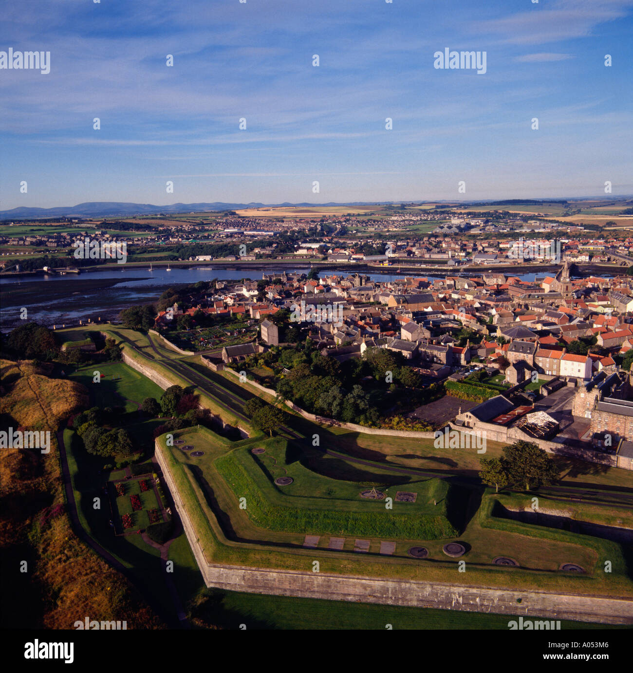 Berwick Upon Tweed Barracks on River Tweed Northumberland UK aerial view Stock Photo Alamy