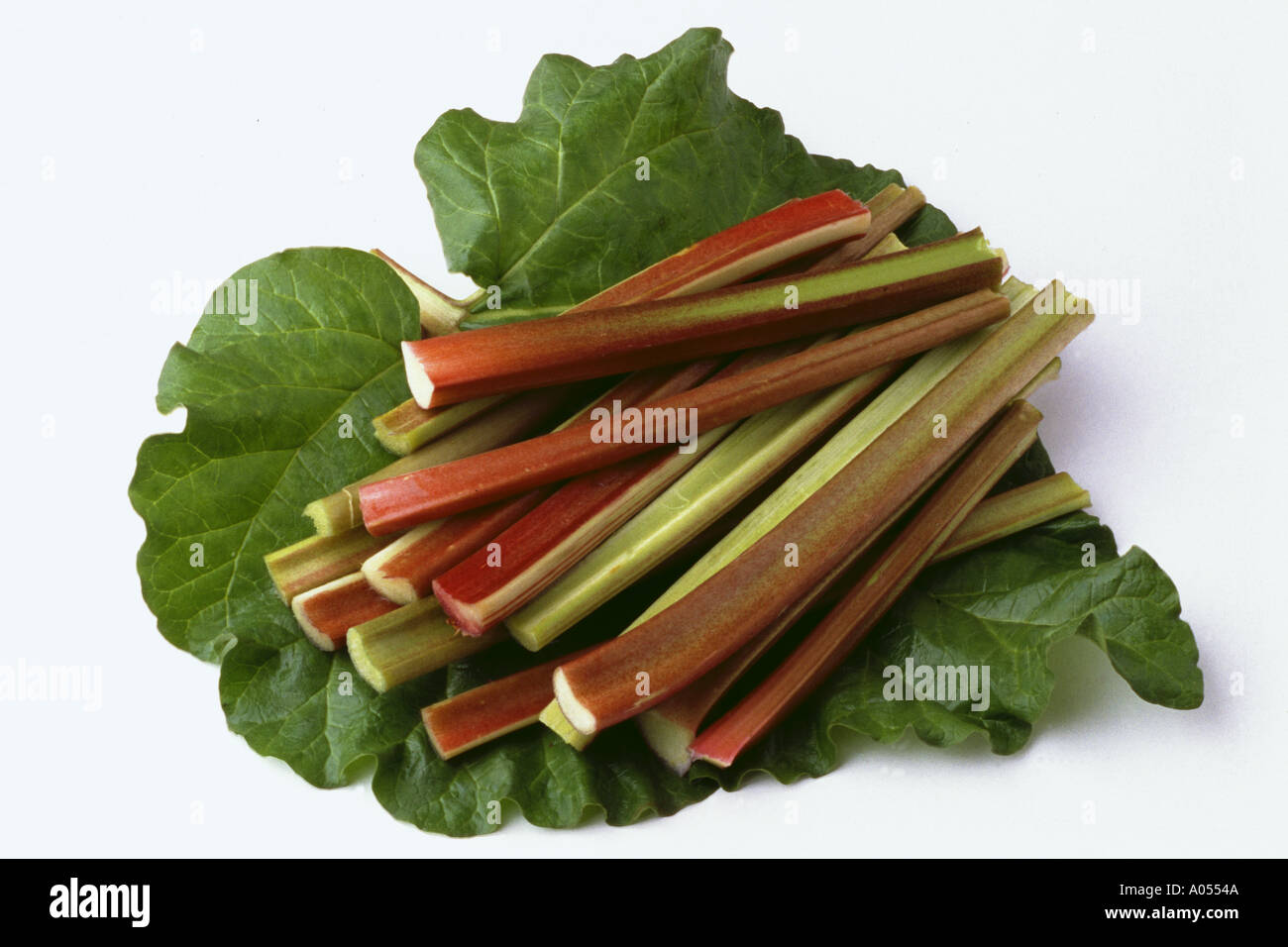 vegetable fruit food rhubarb Rheum rhaponticum Stock Photo
