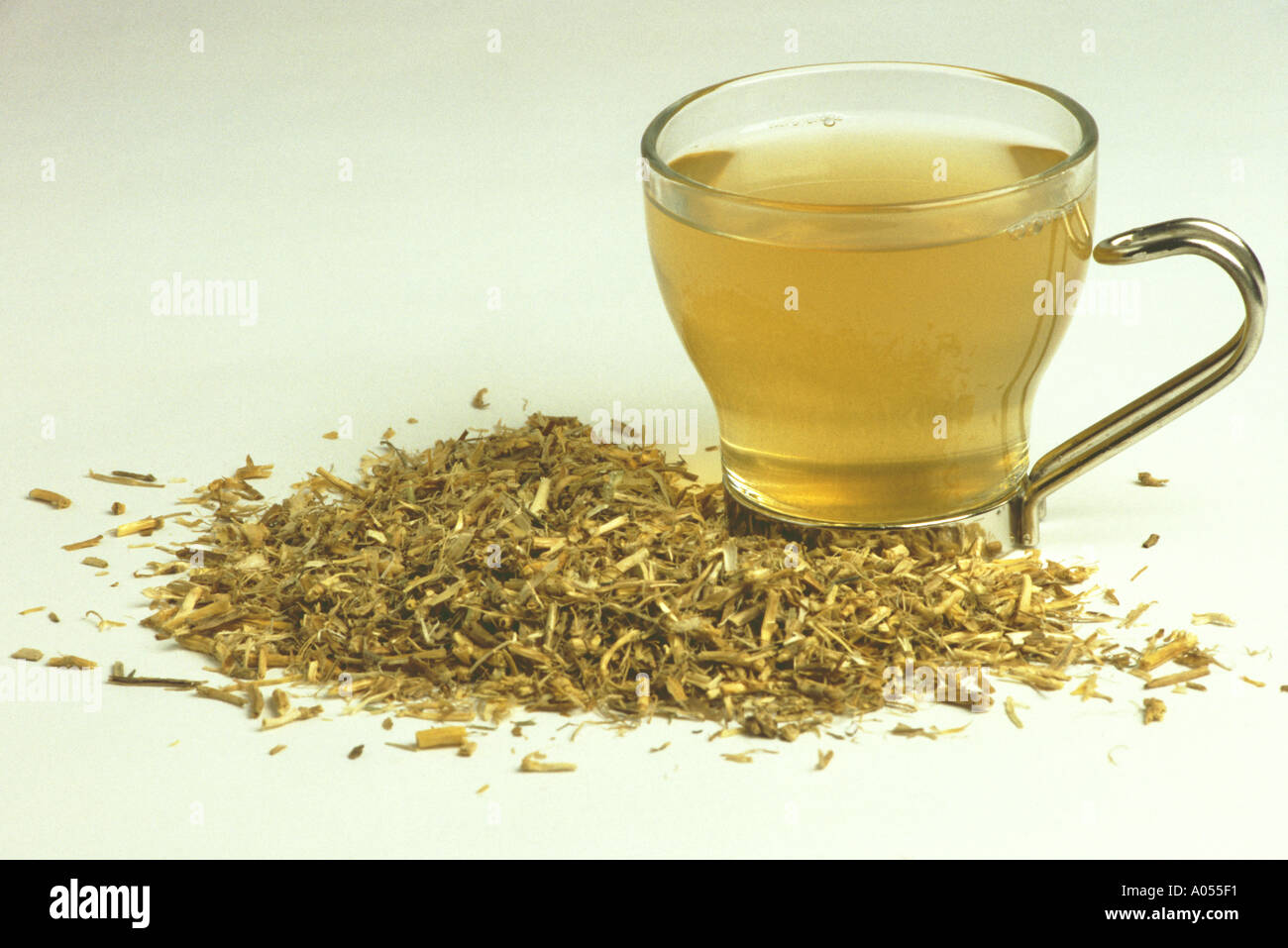 cup of tea couch grass root tea elymus repens medicinal plant Stock Photo