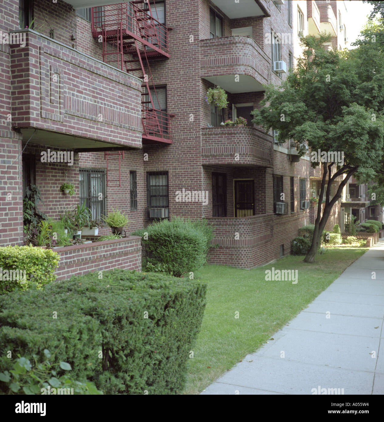 old building entrance in the Queens area of New York City, Usa Stock