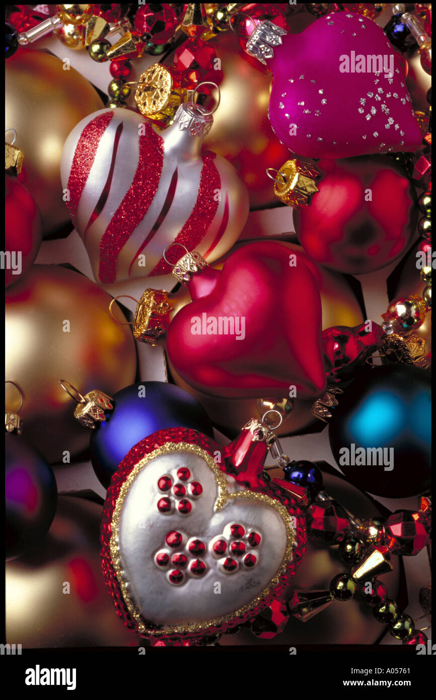 Heart shaped Christmas ornaments Stock Photo - Alamy