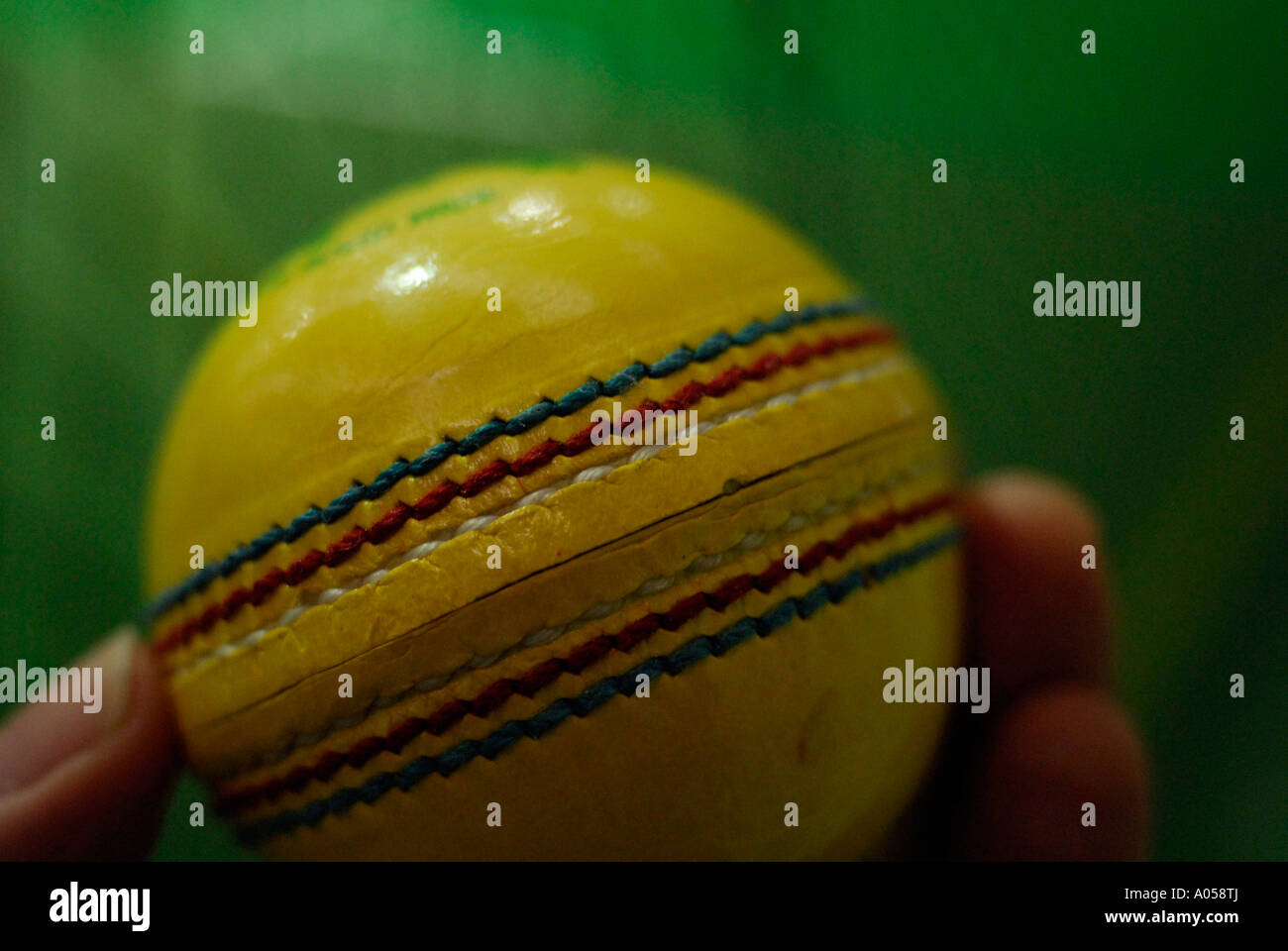 Yellow Cricket Ball used in Indoor Cricket Stock Photo Alamy