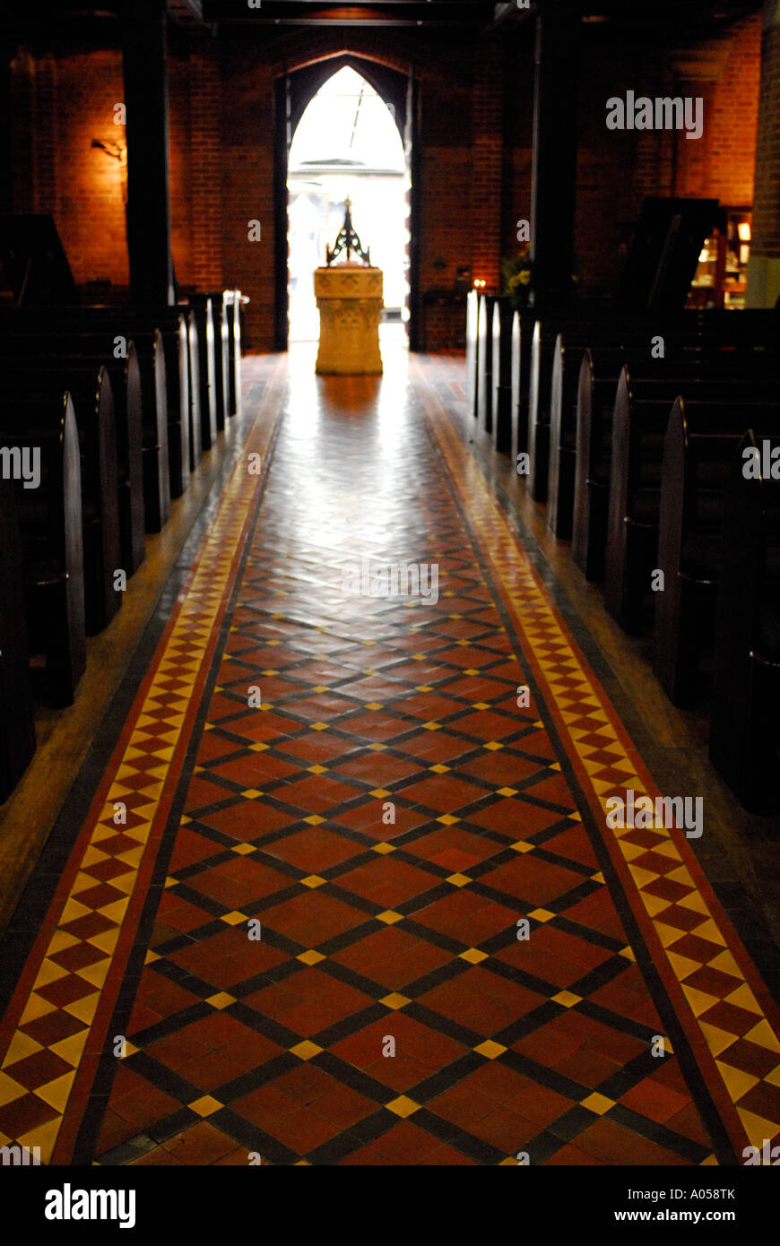 Tiled aisle of Saint George's Anglican Cathedral, Perth, Western Australia Stock Photo