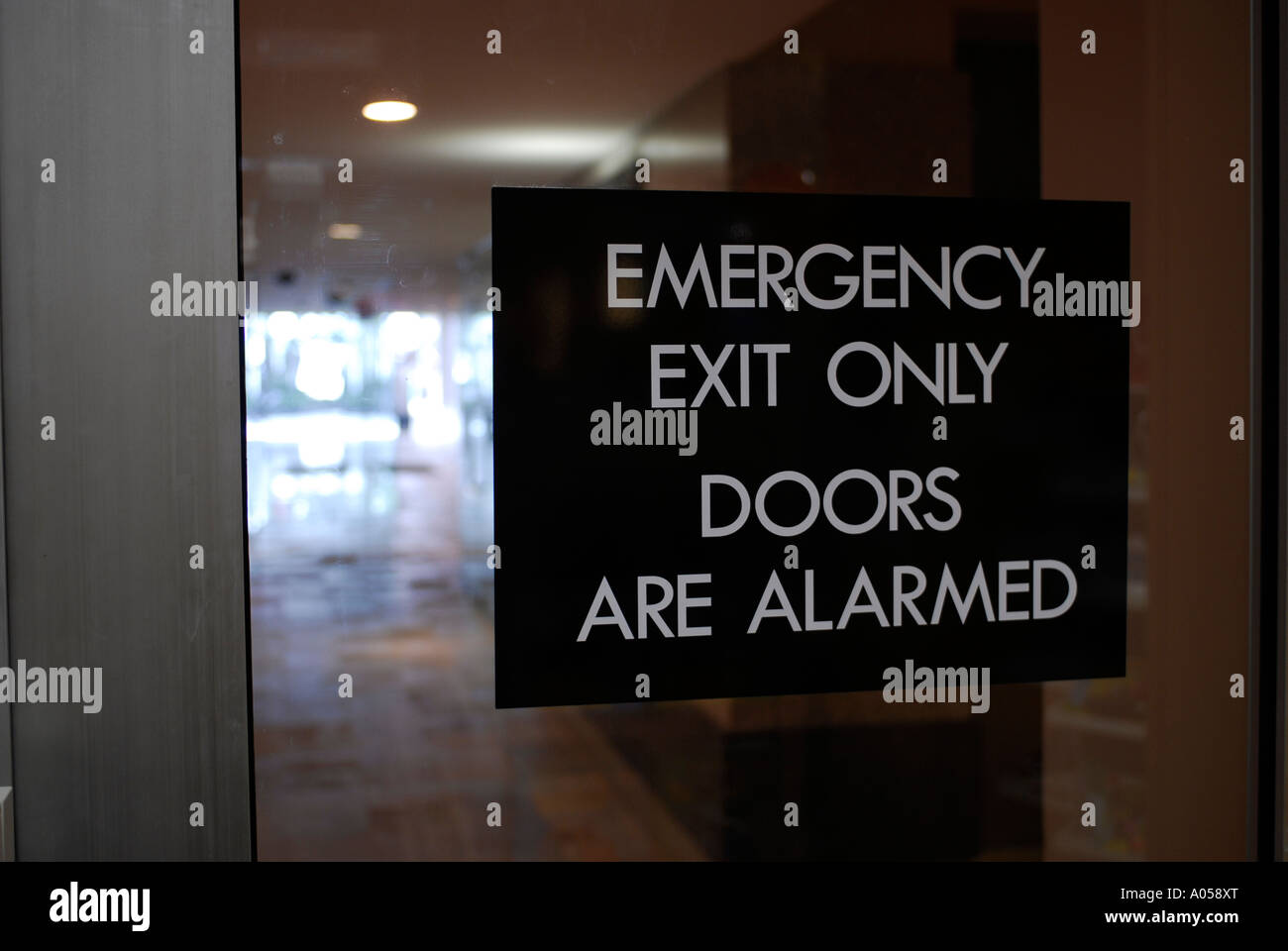 "Emergency Exit Only Doors Are Alarmed" sign Stock Photo Alamy