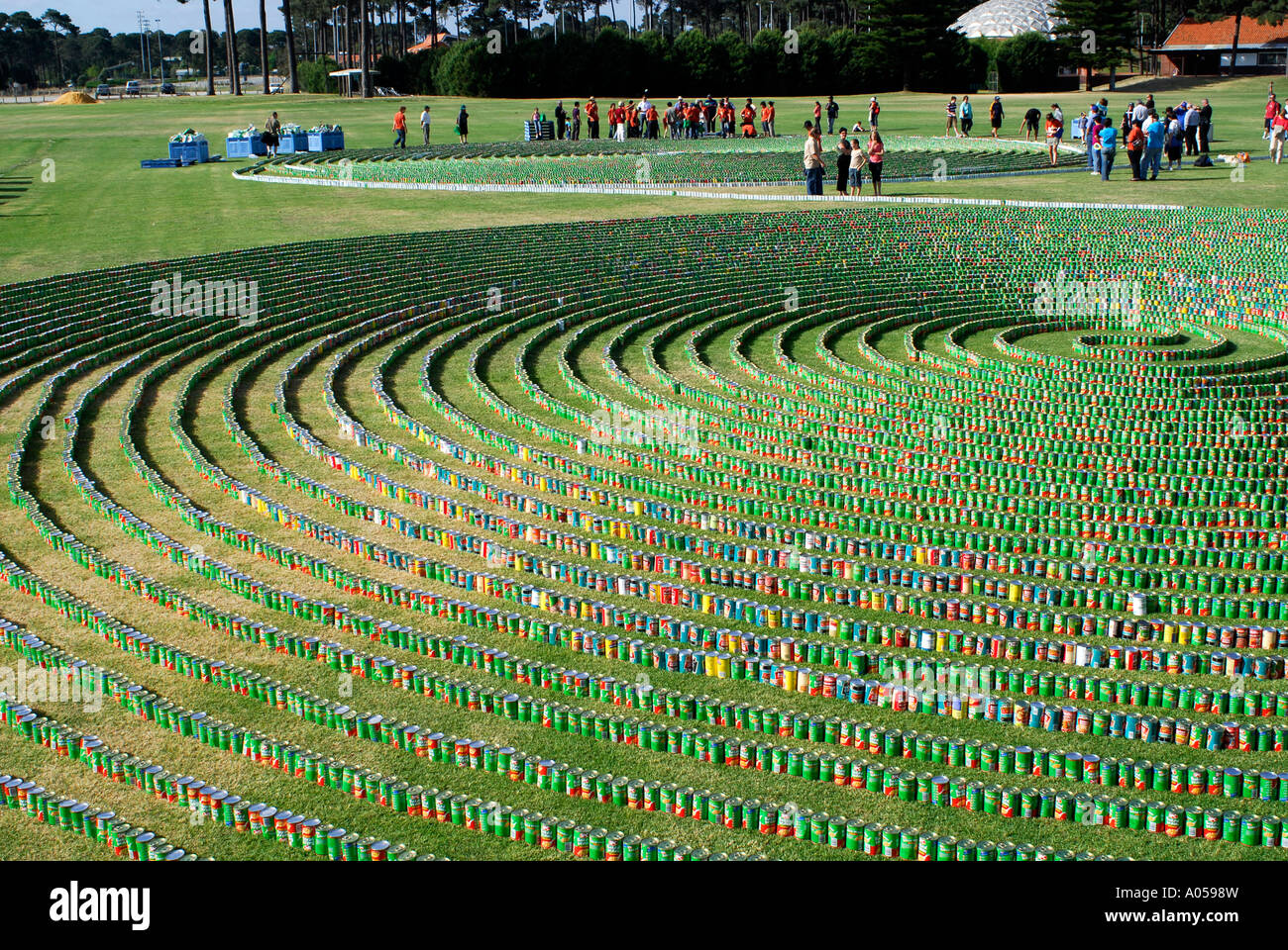 Over 69,000 cans of baked beans arranged into a world record continuous