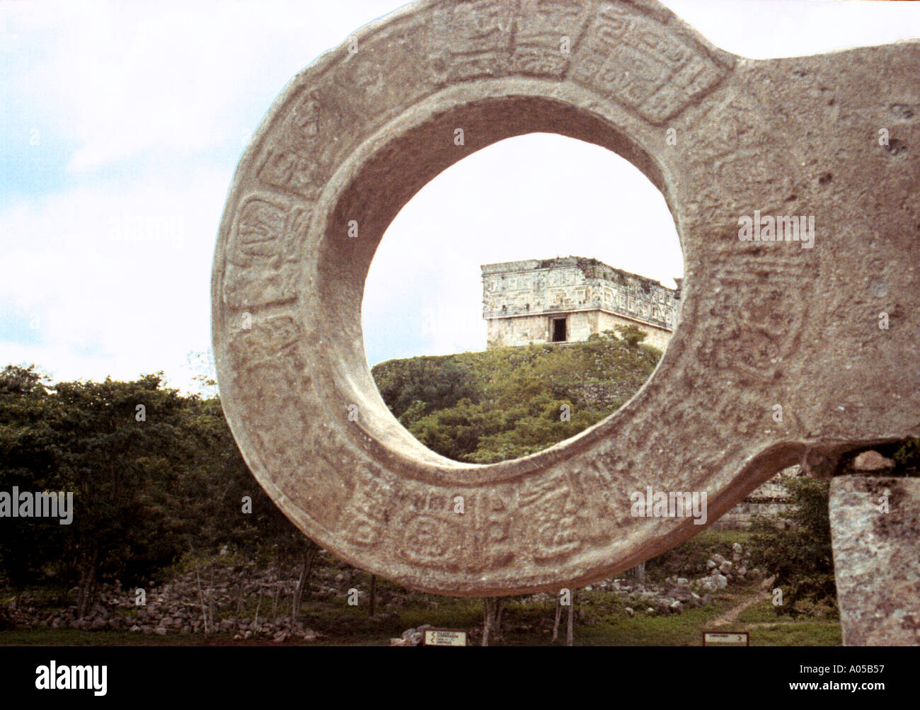Ball court ring Mayan ruins at Uxmal Yucatan Mexico Stock Photo Alamy