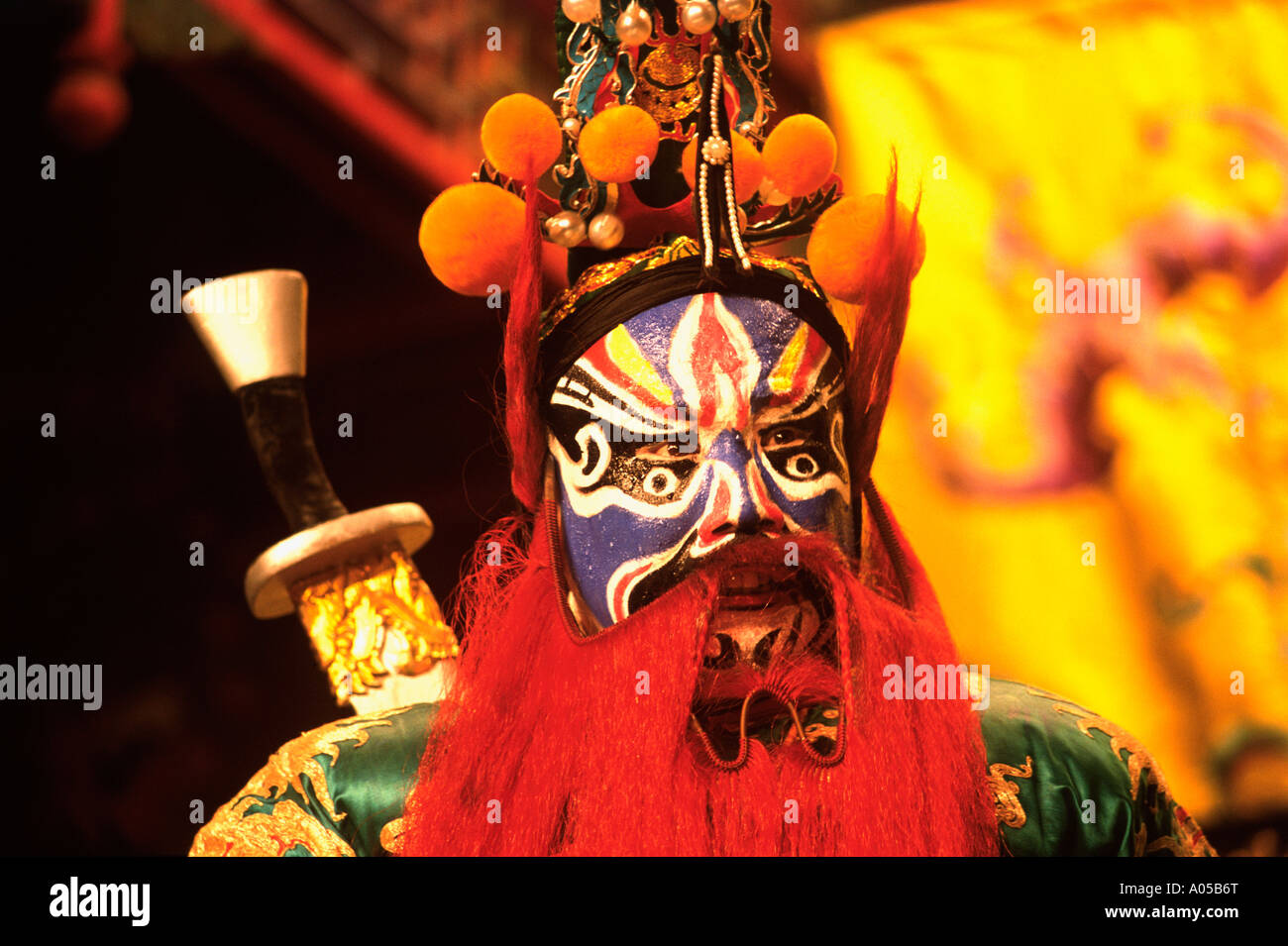 Chinese opera performer with blue hairpiece - wide 8