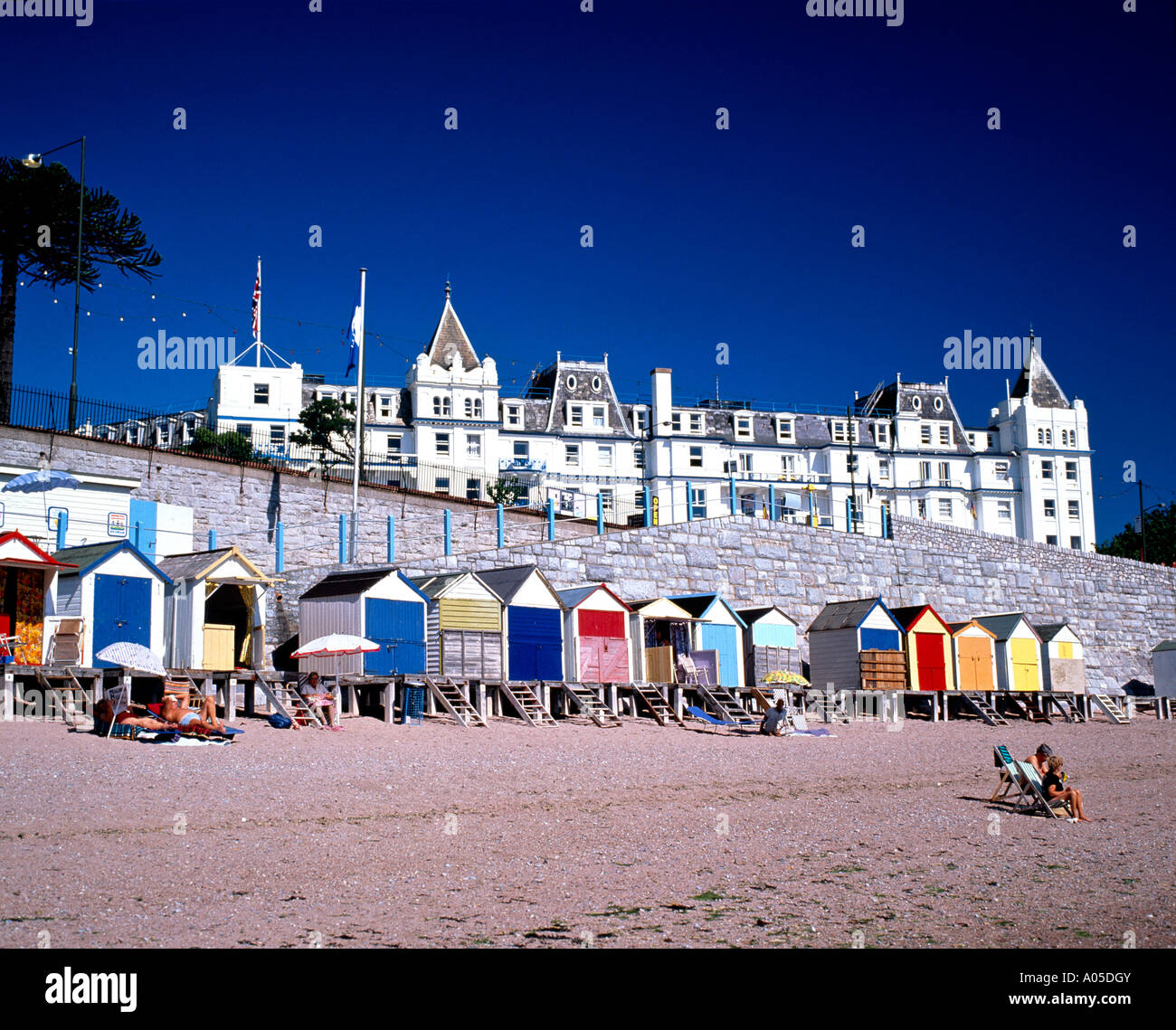 Torquay, Grand Hotel Bathing Boxes Stock Photo