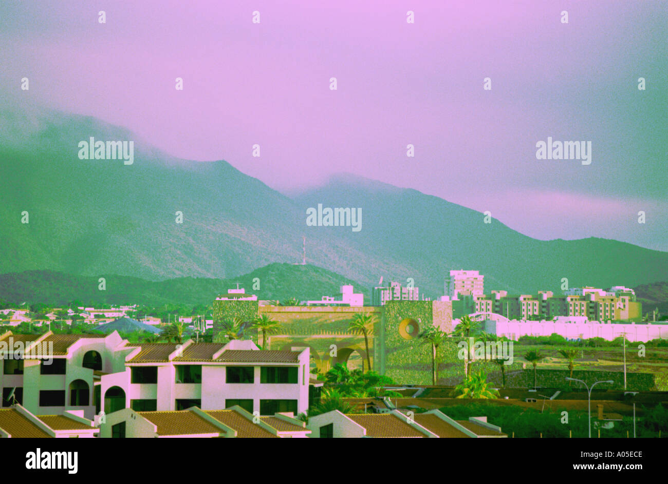 Building town homes mountain Margarita Island 221 Stock Photo Alamy