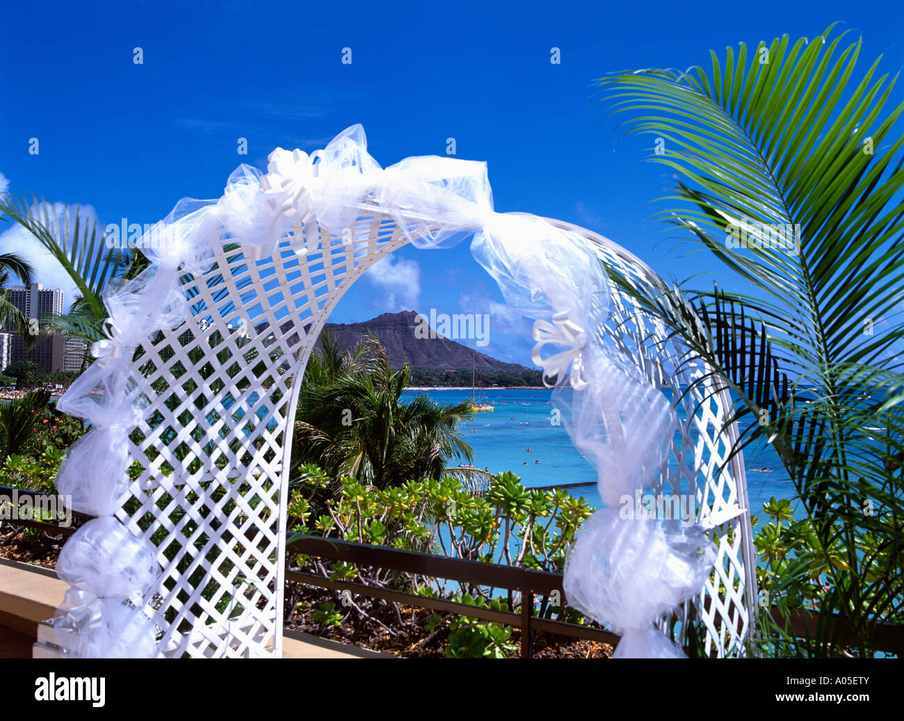 Honolulu & Diamond Head, Wedding Arch Stock Photo Alamy