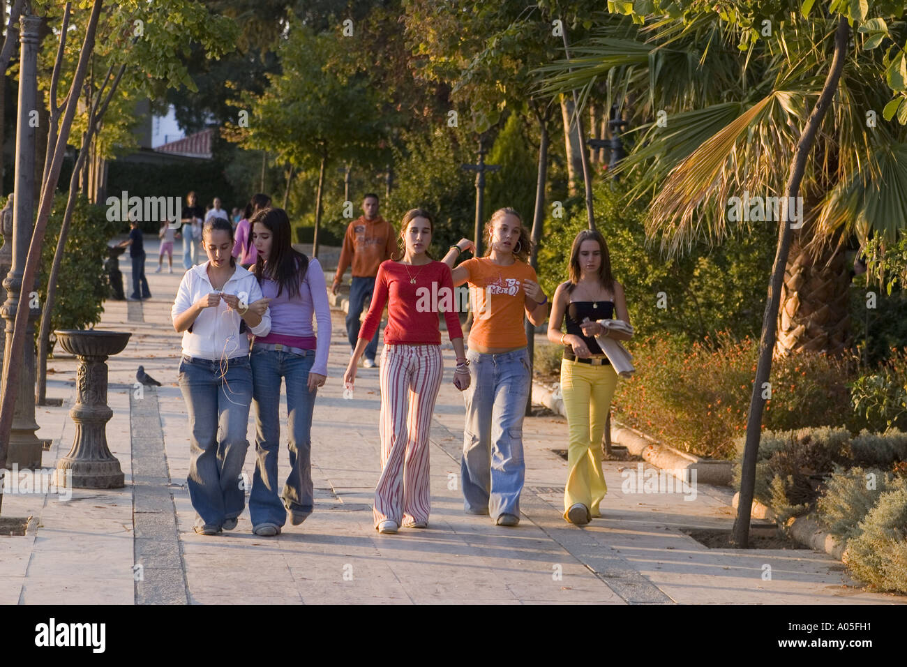 spain Costa del Sol Nerja Teenager strolling over the promenade Stock Photo