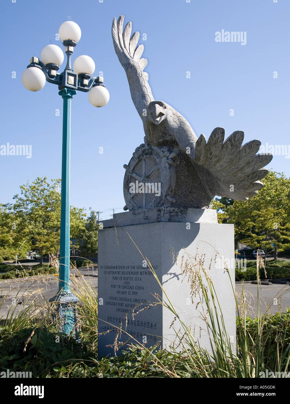 Eagle statue Port of Seattle USA Stock Photo