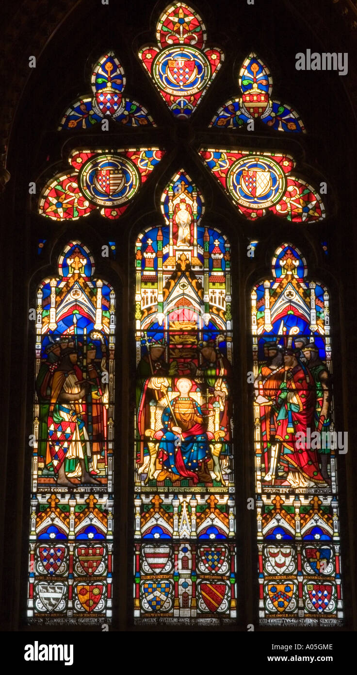 Stained Glass Window Gloucester Cathedral Gloucestershire Stock Photo