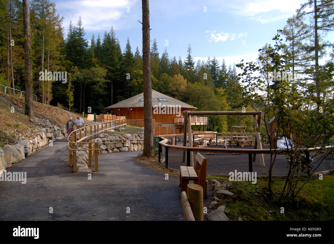 New Visitor Centre Coed y Brenin Forest near Dolgellau North West Wales Stock Photo