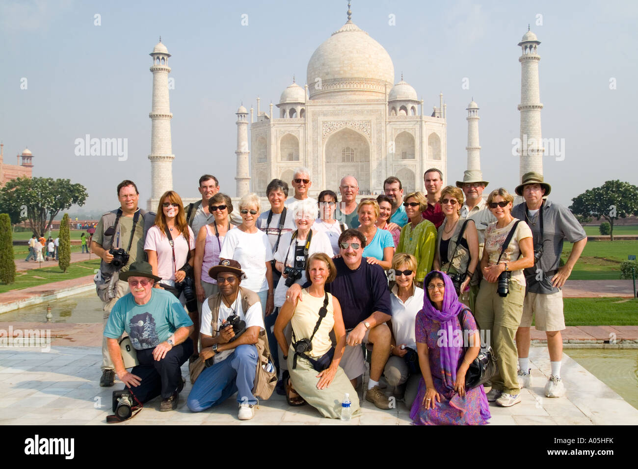 Tourist Group Photo at Taj Mahal