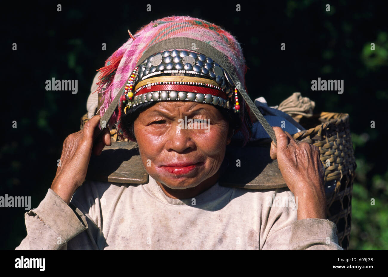 Akha woman. Muang Sing, Luang Nam Tha, Laos. Stock Photo