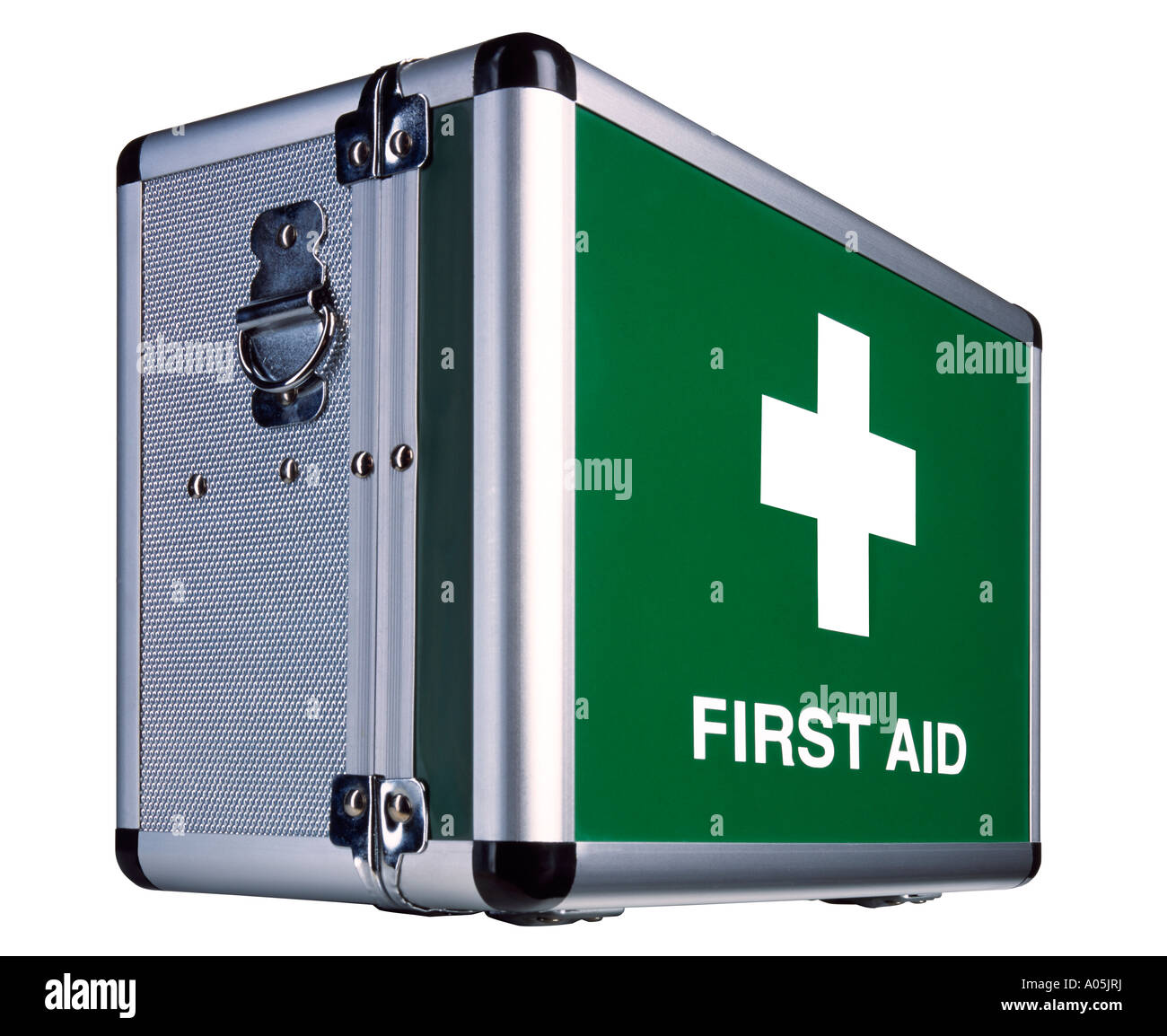 A Silver and green metal first aid box Stock Photo Alamy