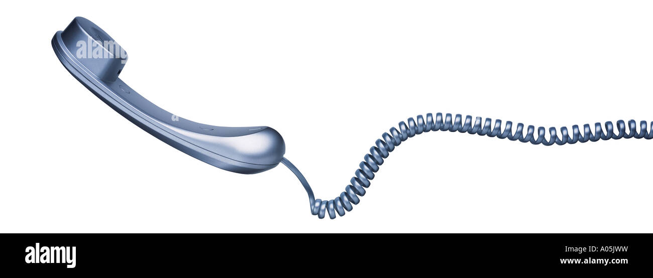 A cut out shot of a traditional silver telephone Stock Photo
