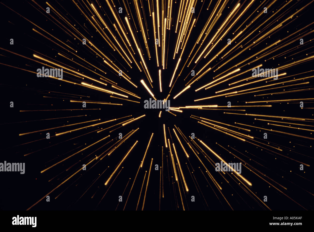 Scattered lights appearing to explode outward in space Stock Photo Alamy