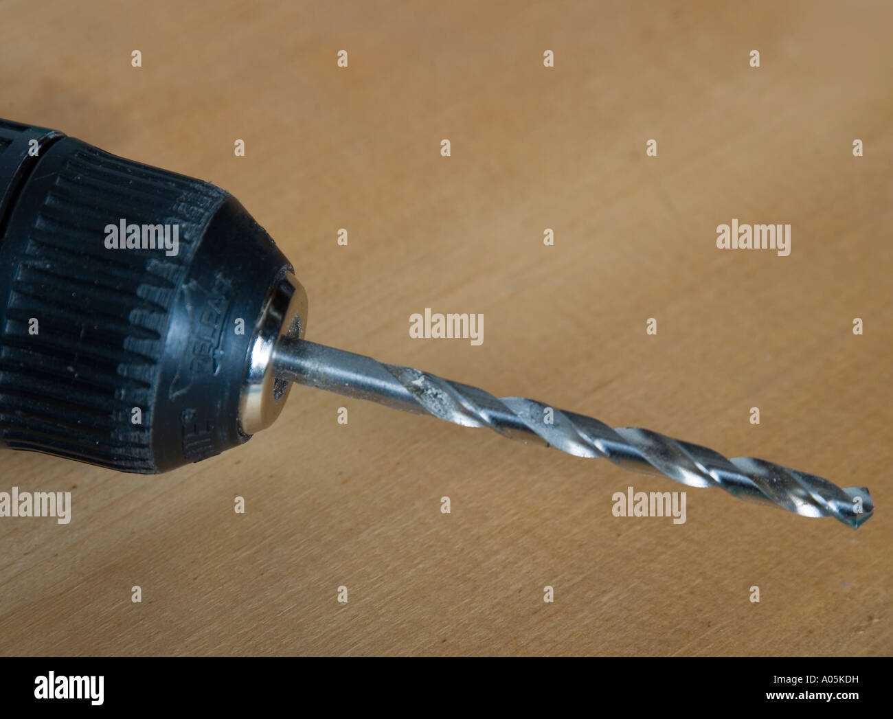 Drill bit on a power tool Stock Photo