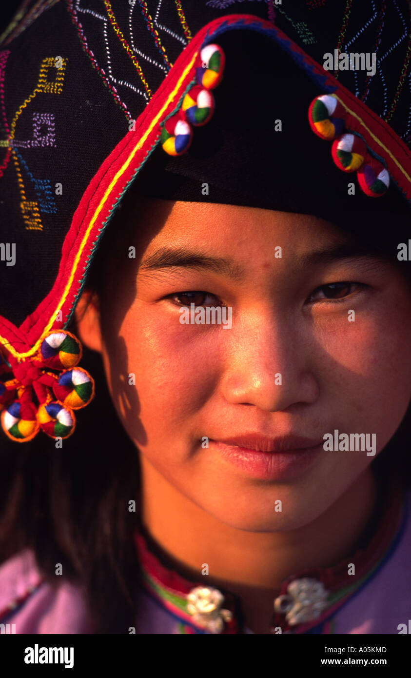 Tai dam girl. Muang Sing, Luang Nam Tha, Laos. Stock Photo