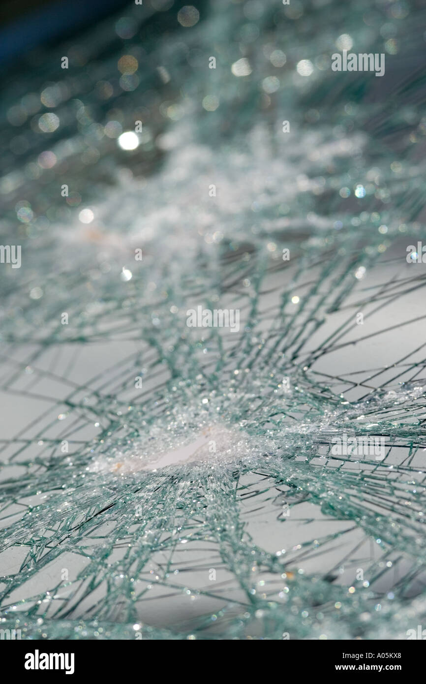 Closeup of cracked car windshield Stock Photo Alamy