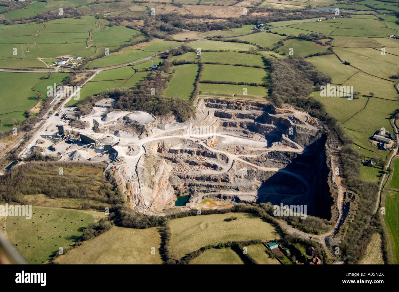 Aerial Quarry near Bridgend South Wales Stock Photo Alamy