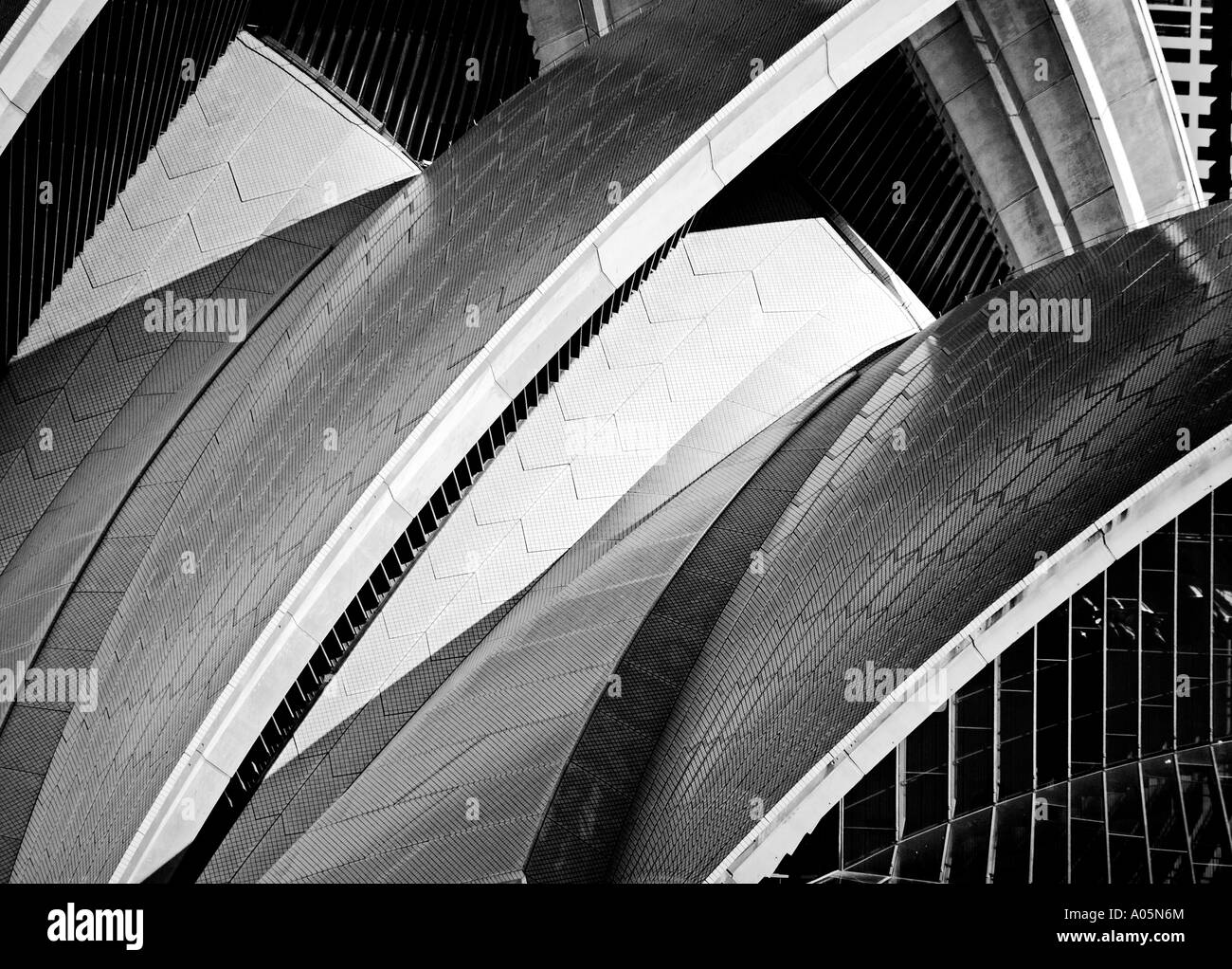 monochrome sails opera house Stock Photo