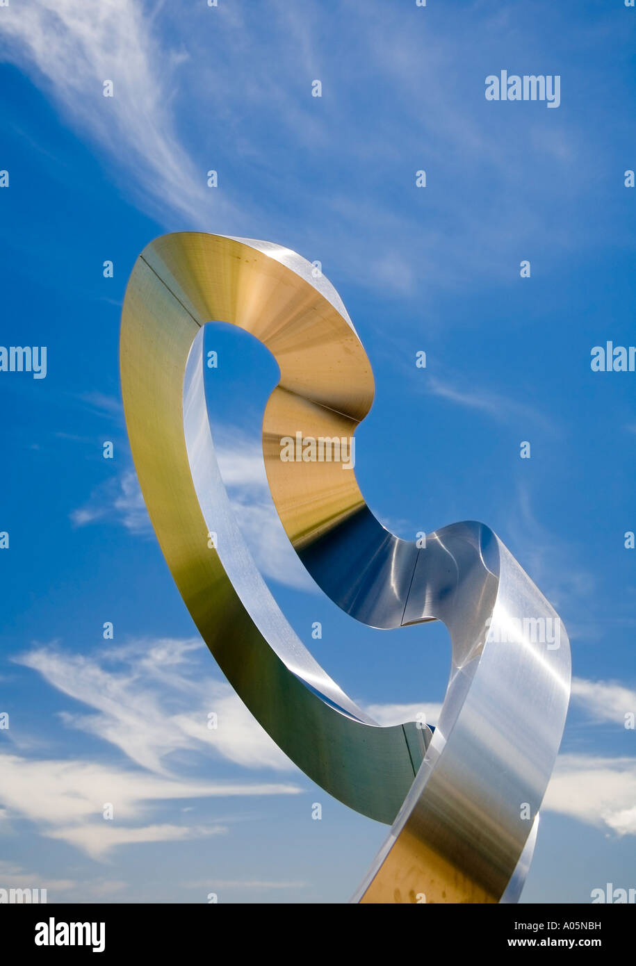 sculpture by the sea bondi -steel curves on blue sky Stock Photo