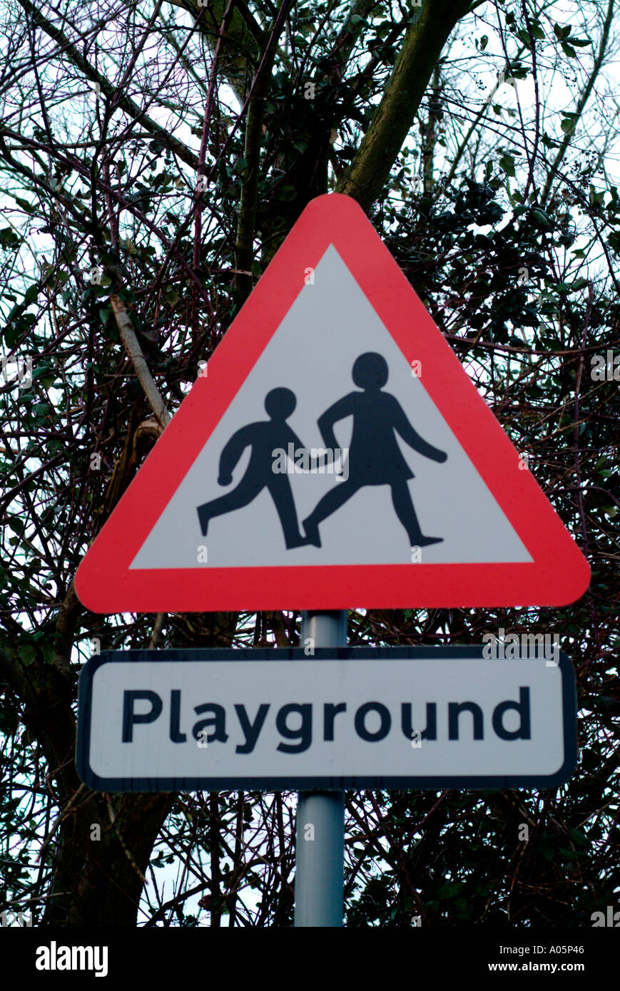 roadside playground sign Stock Photo - Alamy