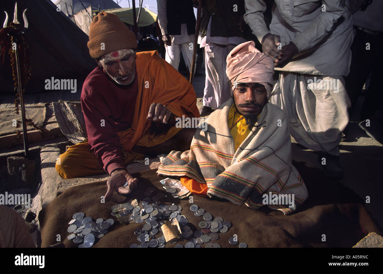 Dwarf Sadhu. Khumb Mela festival 2001-Allahabad, Uttar Pradesh, India. Stock Photo