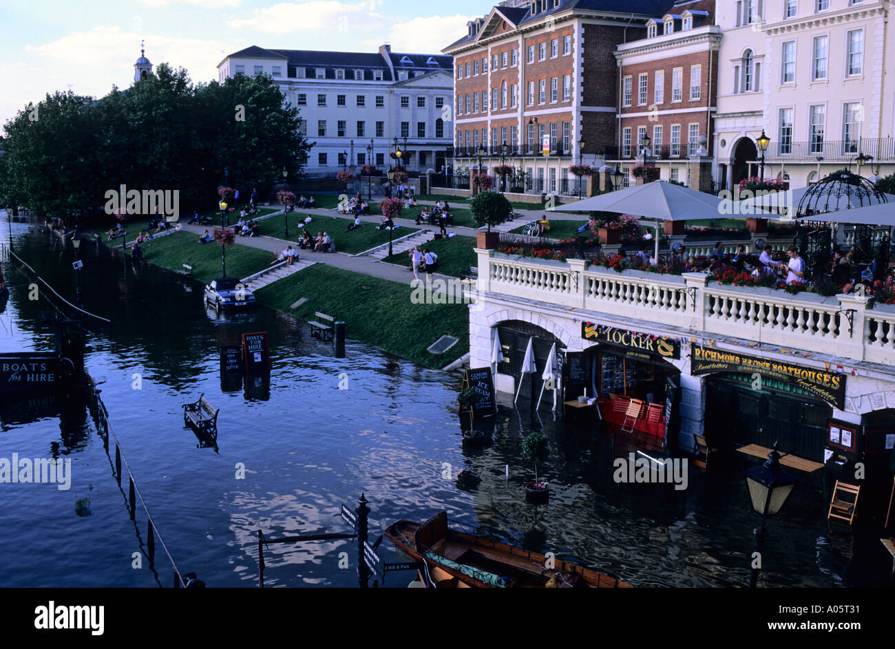 Richmond Upon Thames flooding during high tide London UK Stock Photo Alamy