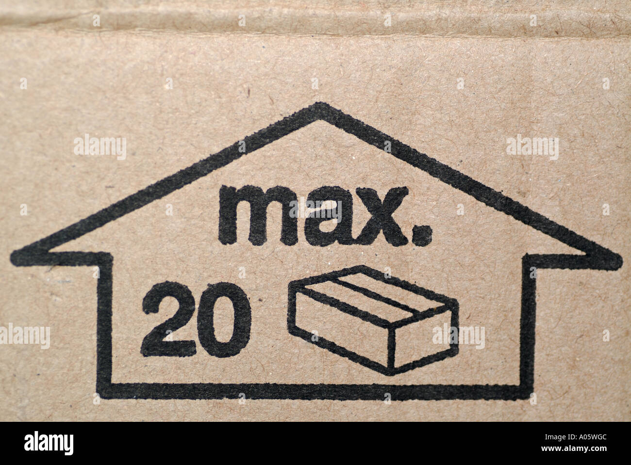 Weight Restriction Symbol on the Side of a Cardboard Box Stock Photo