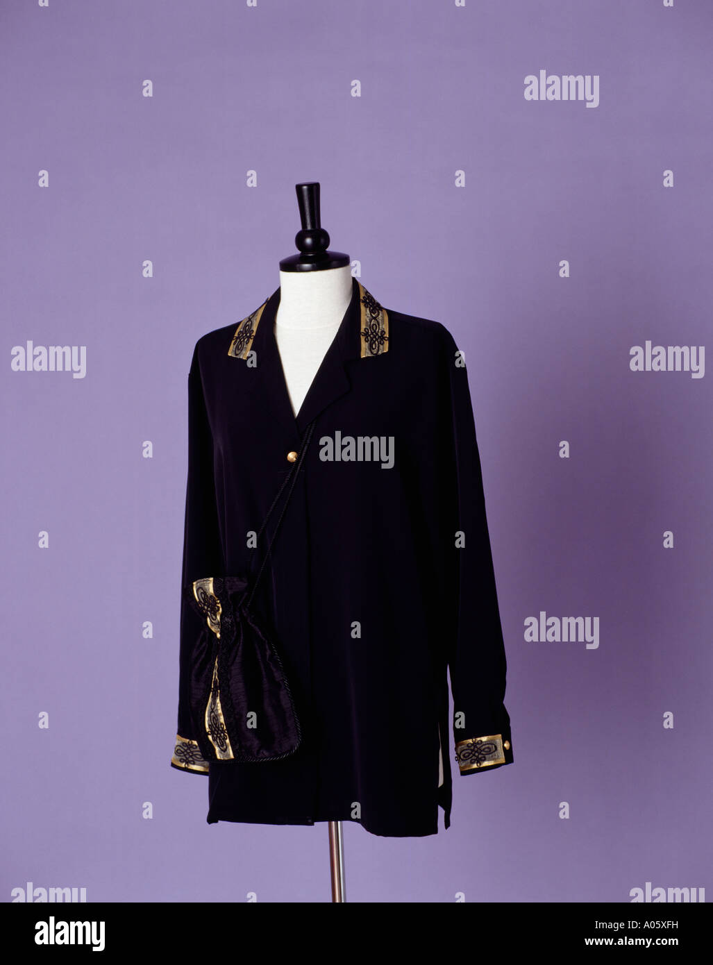 Black jacket with gold details Stock Photo Alamy