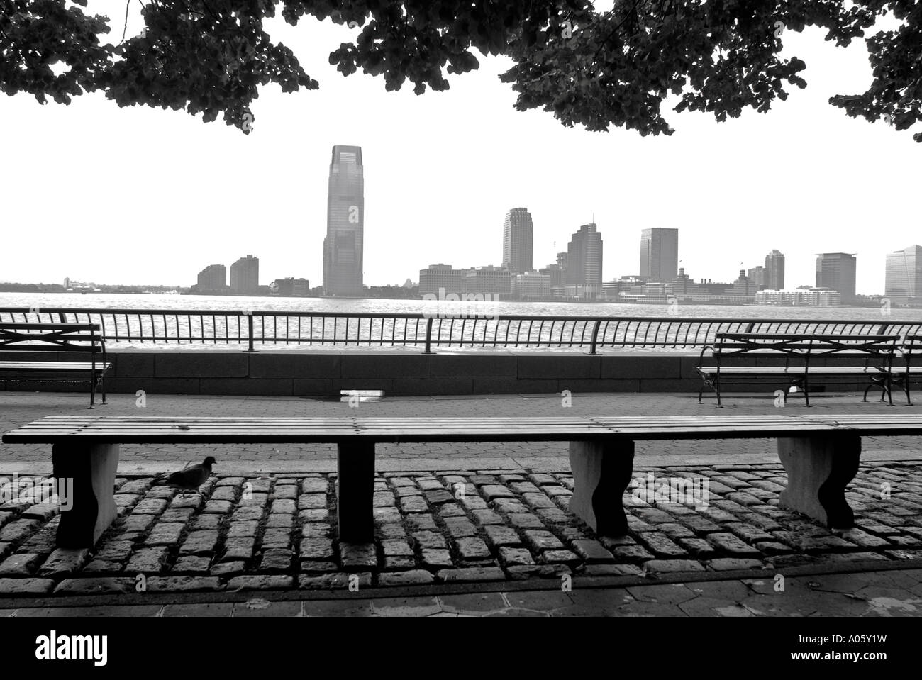Battery Park City with a view of New Jersey skyline Stock Photo Alamy