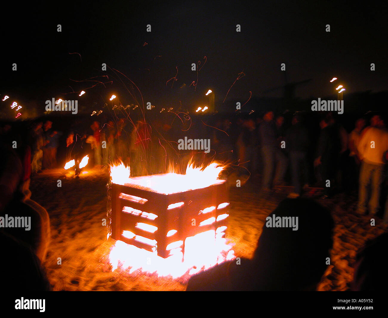 Bonfire at Ocean Beach San Francisco California June 6 2003 Stock Photo Alamy