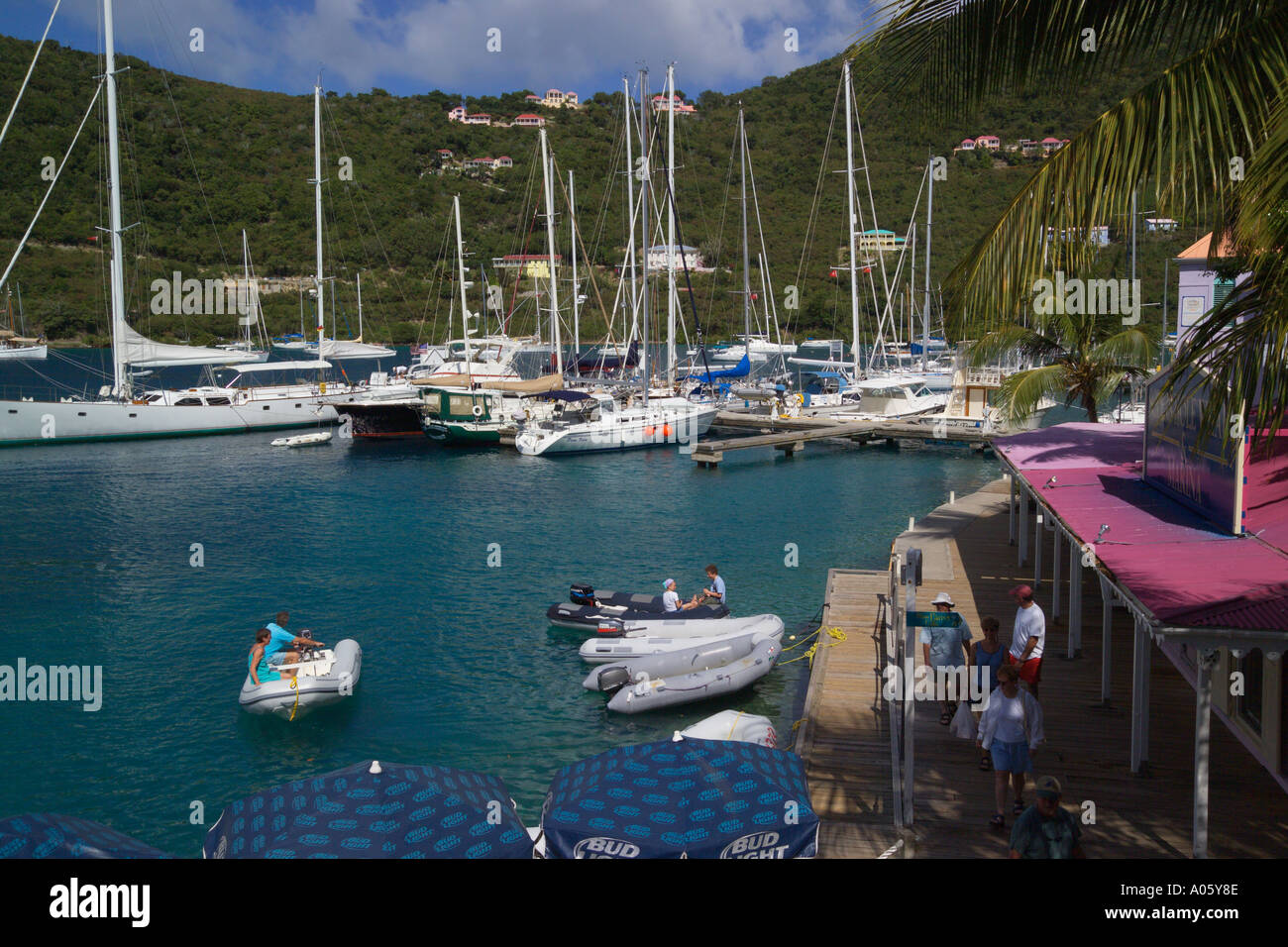 'Sopers Hole' Wharf 'Pussers Landing' 'Frenchmans Cay' West End Tortola British Virgin Islands Caribbean Stock Photo