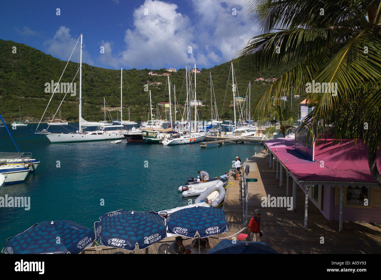 'Sopers Hole' Wharf 'Pussers Landing' 'Frenchmans Cay' West End Tortola British Virgin Islands Caribbean Stock Photo