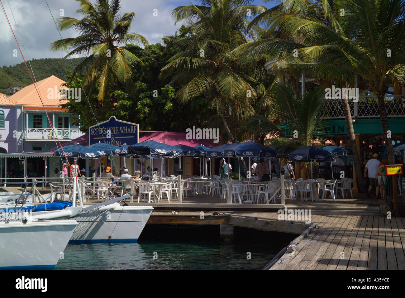 'Sopers Hole' Wharf 'Pussers Landing' 'Frenchmans Cay' West End Tortola British Virgin Islands Caribbean Stock Photo