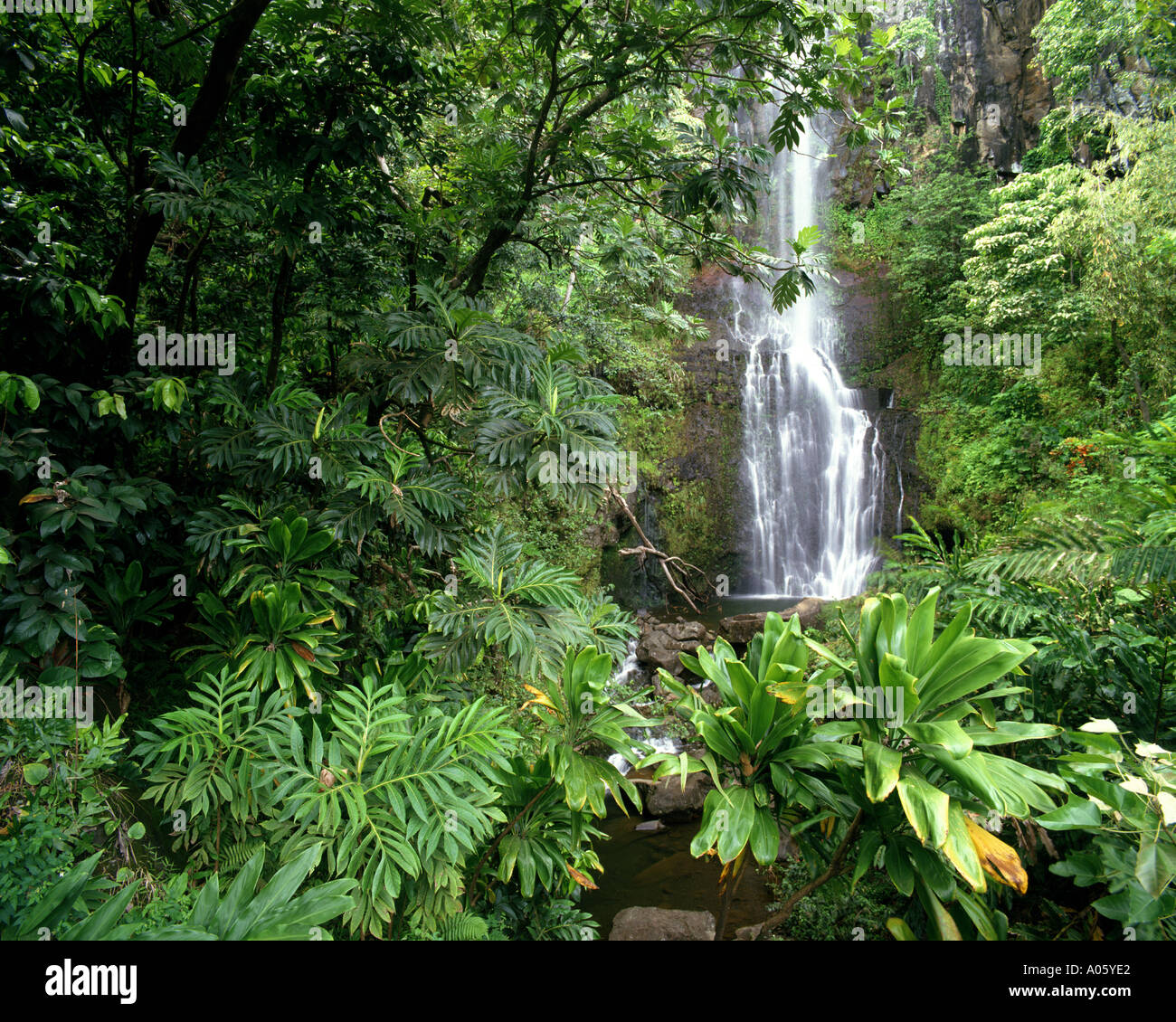 USA - HAWAII: Wailua Falls along the road to Hana on Maui Stock Photo