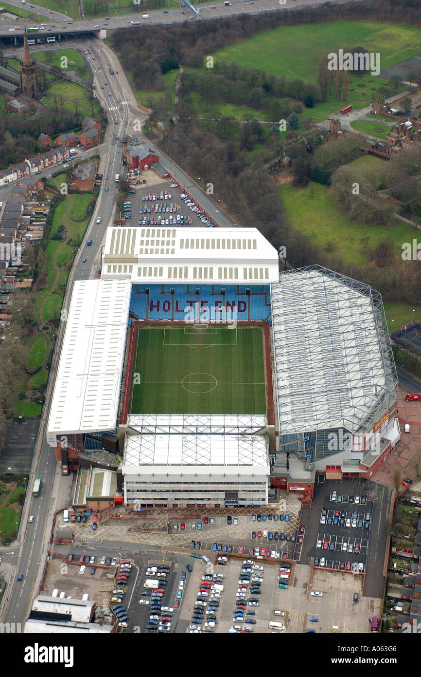 Aerial view of Aston Villa Football Club in Birmingham, also known as Villa Park, home to the Villa, the Villans or the Lions Stock Photo
