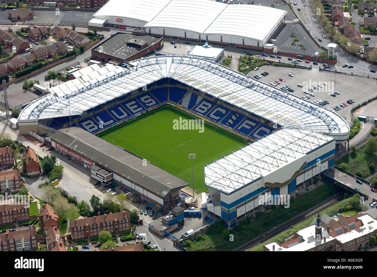 Aerial view of Birmingham City Football Club also known as St Andrew's  Stadium or St Andrews Stadium, home to the Blues Stock Photo - Alamy
