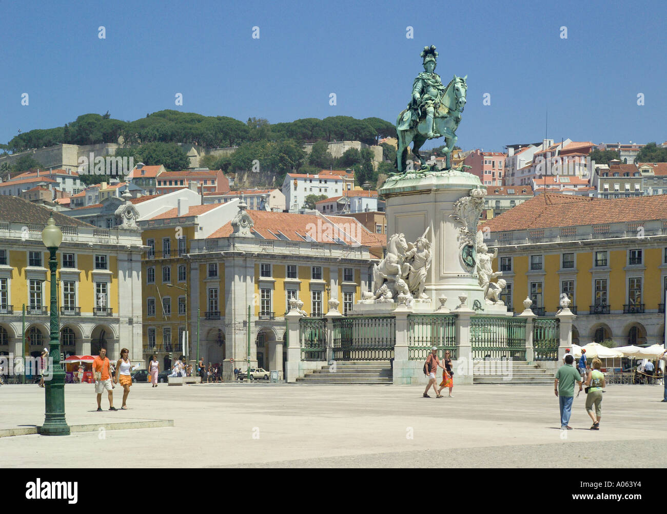 Lisbon, Praco do Comercio square (Terreiro do Paco) the statue of Dom José I, Stock Photo