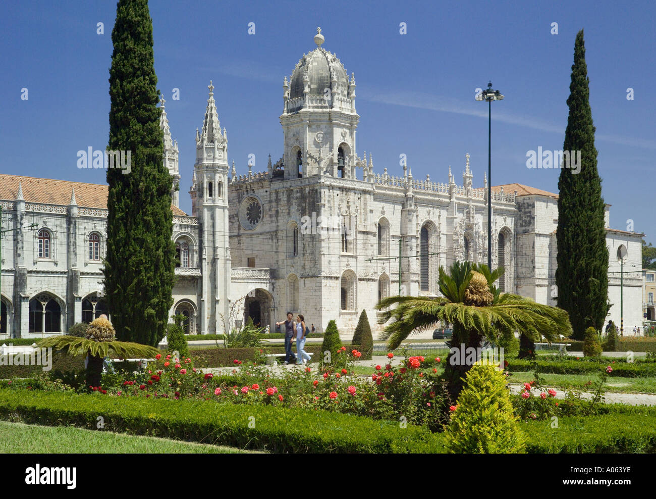 Lisbon, Belém, the Jardim da Praca do Imperio,  and the Jeronimos monastery Stock Photo