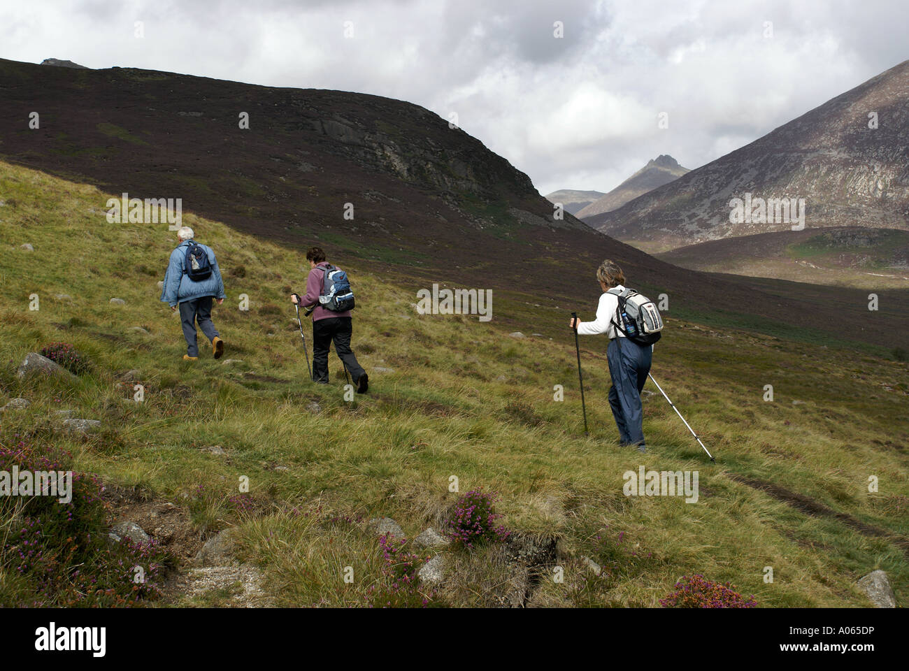 Hillwalkers in the Mournes Stock Photo