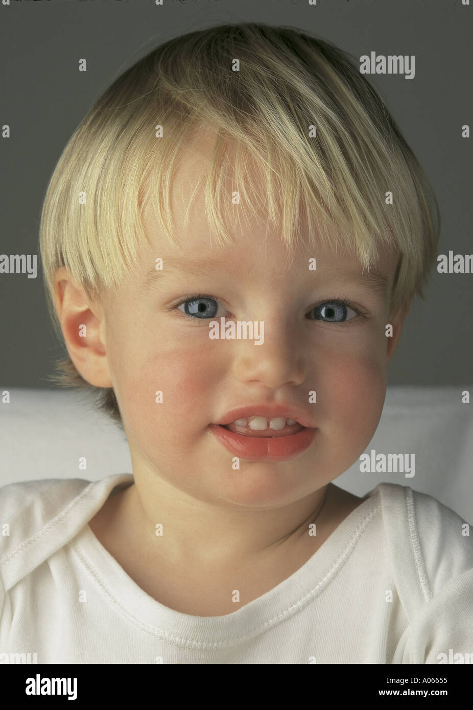 Two year old Toddler. Close up. Happy and smiling. Stock Photo