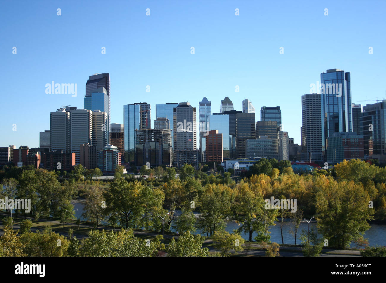 Calgary skyline and bow river Alberta Canada September 2006 Stock Photo ...